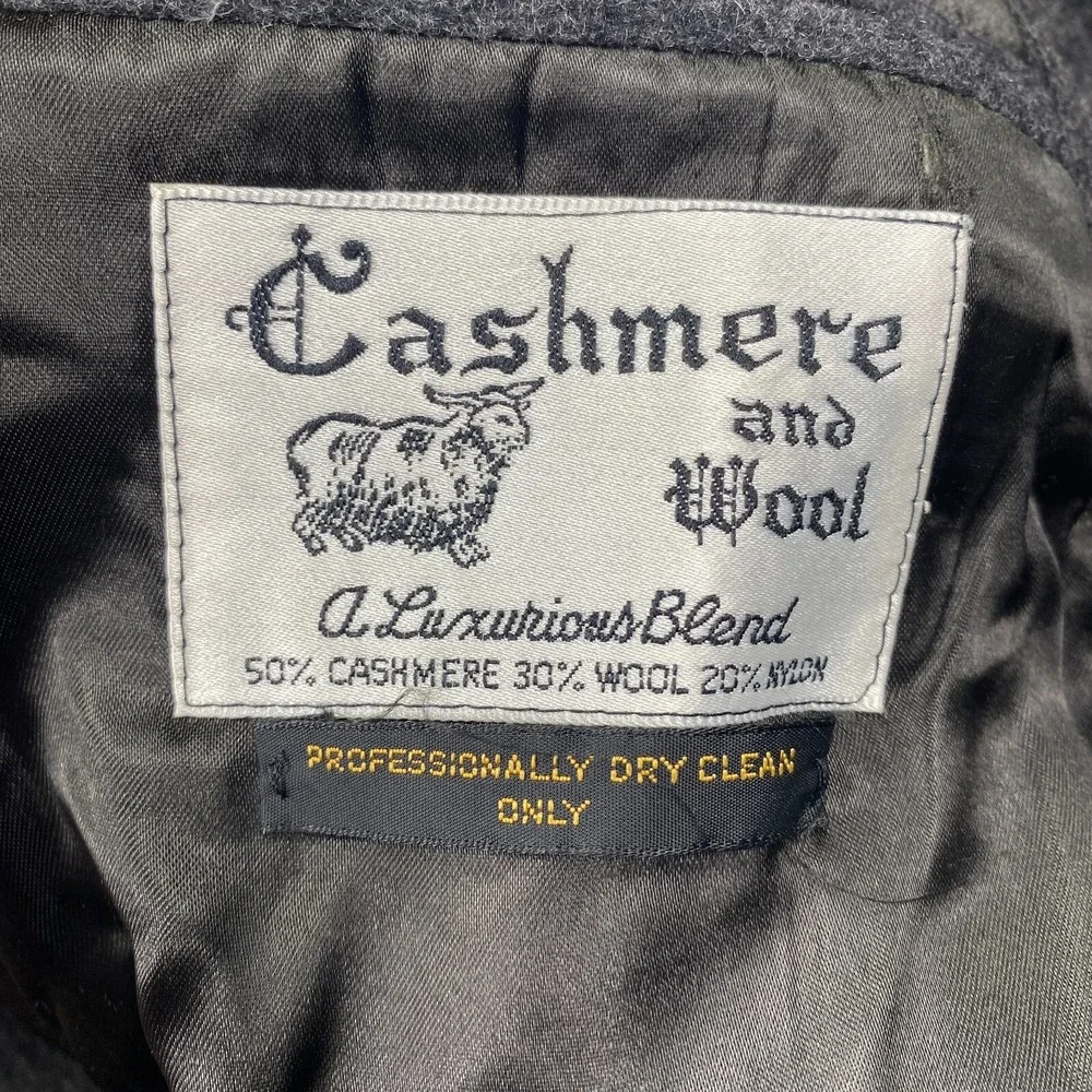 Di Benedetto Wool Cashmere Sigle Breasted Overcoat Men's Size L 44 Charcoal Gray